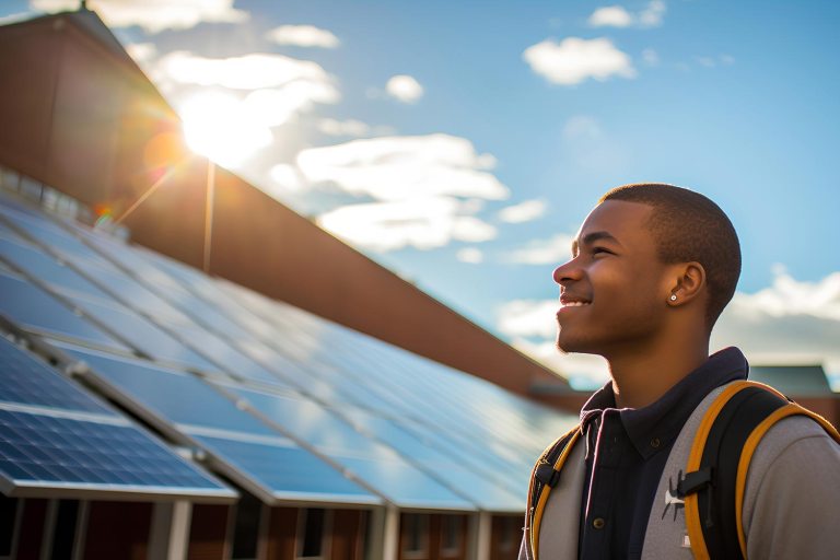 environmentally-conscious-student-gazes-at-solar-panels